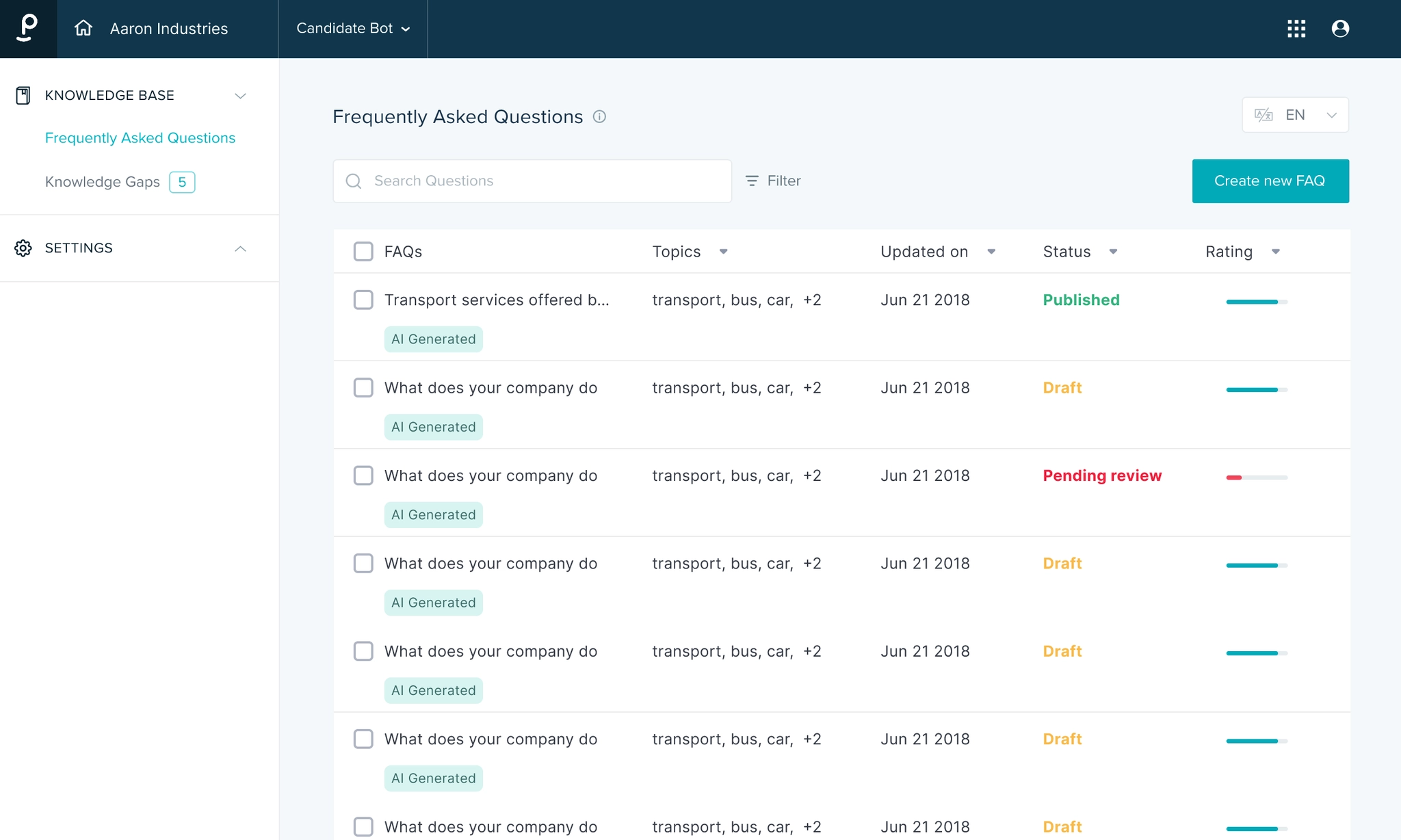 Gen AI FAQs management
